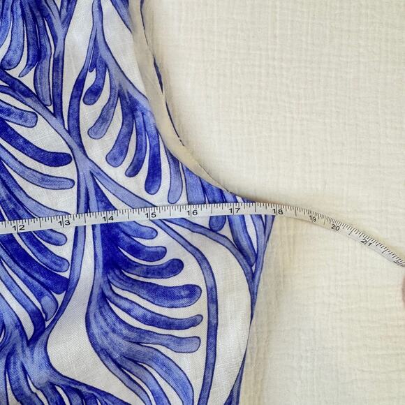 Magaschoni Linen Dress White Blue Summer Women’s 6 Cut Out Resort Wear Vacation - Picture 16 of 16